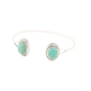 SHIVAM India Sterling Silver Open Turquoise Cuff Bracelet